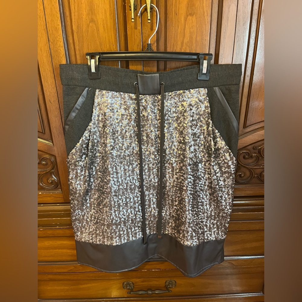 Ann Taylor Silver Sequin Mini Skirt